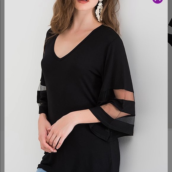 Black V Neck Gorgeous Tunic - Picture 2 of 4